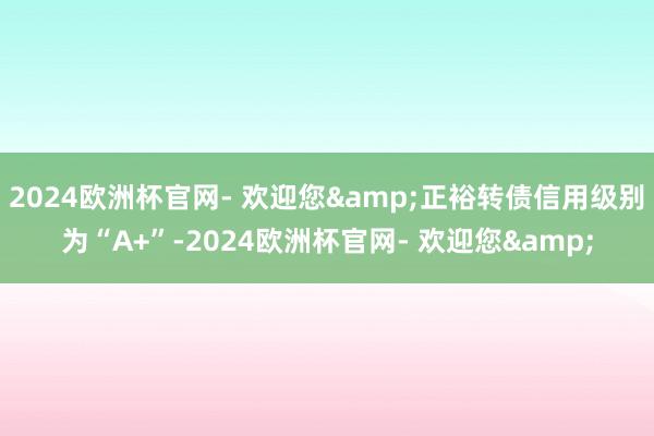 2024欧洲杯官网- 欢迎您&正裕转债信用级别为“A+”-2024欧洲杯官网- 欢迎您&