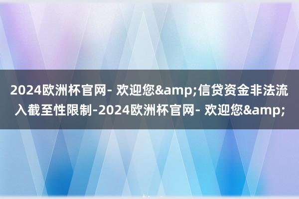 2024欧洲杯官网- 欢迎您&信贷资金非法流入截至性限制-2024欧洲杯官网- 欢迎您&